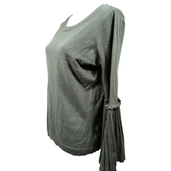 Lumiere Womens Olive Green Flare Ruffle Sleeve Blouse Size Medium - Picture 1 of 8